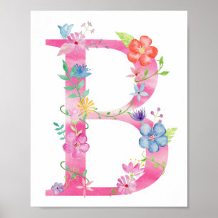 Waterverf Floral Letter B Poster