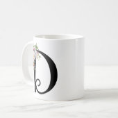Waterverf Floral Letter D, Monogram Art Mok (Voorkant links)