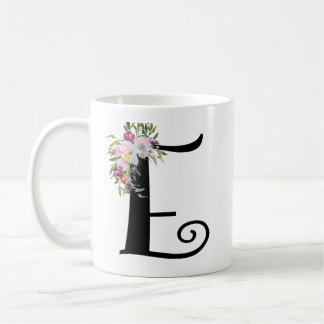 Waterverf Floral Letter E, Monogram Art Mok