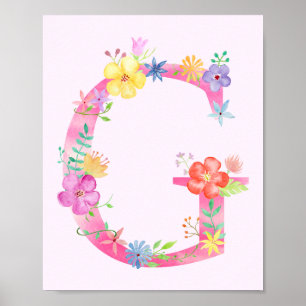 Waterverf Floral Letter G Poster