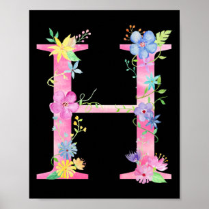 Waterverf Floral Letter H Poster