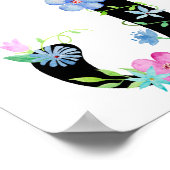Waterverf Floral Letter J Poster (Hoek)