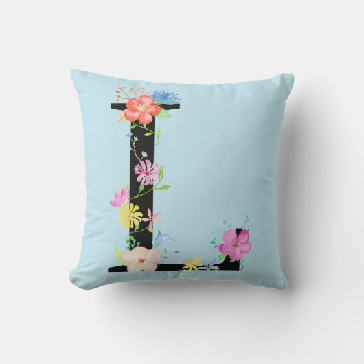 Waterverf Floral letter L Cushion Kussen (Voorkant)