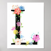 Waterverf Floral Letter L Poster (Voorkant)