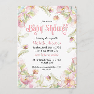 Waterverf Floral Lijst Pastel Baby shower Kaart