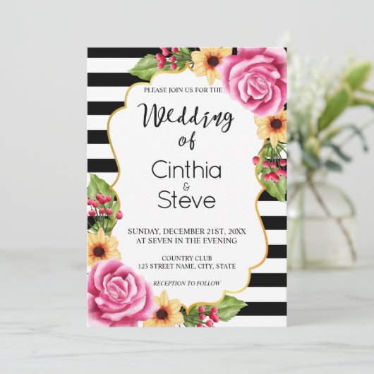 Waterverf Floral Lijst Pattern Weddenschap Kaart (Staand voorkant)