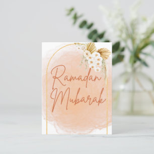 Waterverf Floral Lijst Script Ramadan Mubarak Briefkaart