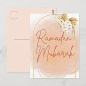 Waterverf Floral Lijst Script Ramadan Mubarak Briefkaart (Voorkant / Achterkant)