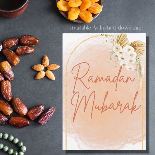 Waterverf Floral Lijst Script Ramadan Mubarak Kaart