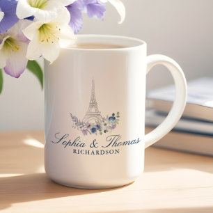 Waterverf Floral marinevrouw Eiffel Koffiemok