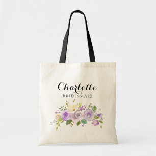Waterverf Floral Mauve Bridesmaid Wedding Gift Tote Bag