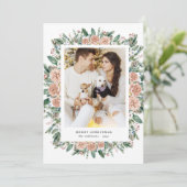 waterverf floral merry kerstkaart (Staand voorkant)