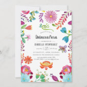 Waterverf Floral Mexican Fiesta Quinceañara Kaart (Voorkant)