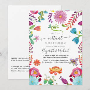 Waterverf Floral Mexican Fiesta Virtual Wedding Kaart