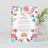 Waterverf Floral Mexican Fiesta Wedding Update Kaart (Staand voorkant)