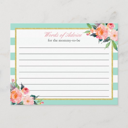 Waterverf Floral Mint Green Words of Advice Kaart (Voorkant)