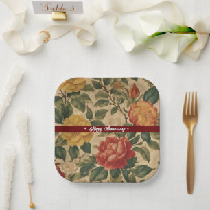 Waterverf Floral Modern Collectie Papieren Bordje