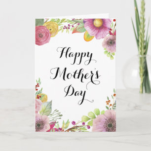 Waterverf Floral-Moederdag Kaart