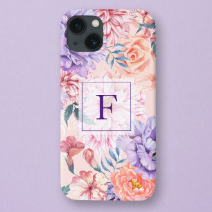  Waterverf Floral Monogram iPhone 13 Hoesje