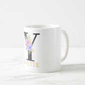 Waterverf Floral Monogram Coffee Mok (Voorkant rechts)