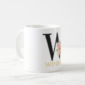 Waterverf Floral Monogram Coffee Mok (Voorkant links)