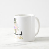 Waterverf Floral Monogram Coffee Mok (Voorkant rechts)