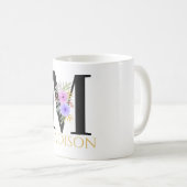Waterverf Floral Monogram Coffee Mok (Voorkant rechts)