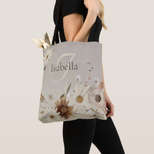 Waterverf Floral Monogram Draagtas