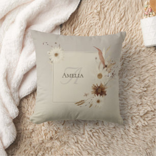 Waterverf Floral Monogram Kussen