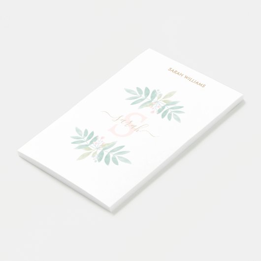 Waterverf Floral Monogram Post-it® Notes (Schuin)
