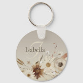 Waterverf Floral Monogram Sleutelhanger (Voorkant)