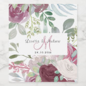 Waterverf Floral Monogram Weddenschap door Roedie Wijn Etiket (Enkel label)