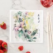 Waterverf Floral Monogram Wedding Servet (Insitu)