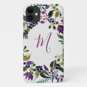 Waterverf Floral Monogram Wreath iPhone 11 Hoesje