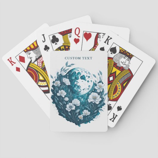 Waterverf Floral Moon Celestial gepersonaliseerd Pokerkaarten (Achterkant)
