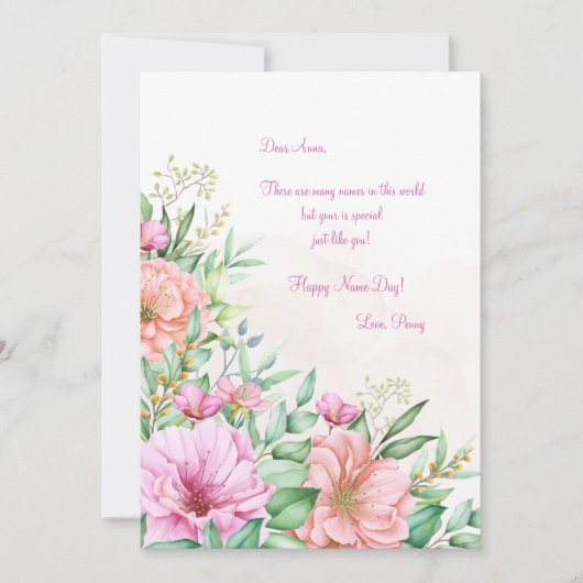 Waterverf Floral Name Day Card Kaart (Voorkant)