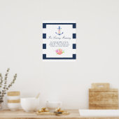 Waterverf Floral Nautical Wedding Memorial Sign Poster (Keuken)