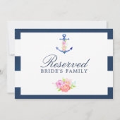Waterverf Floral Nautical Wedding Reserved Sign (Achterkant)