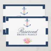 Waterverf Floral Nautical Wedding Reserved Sign (Voorkant / Achterkant)