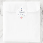 Waterverf Floral Nautical Wedding Ronde Sticker (Tas)