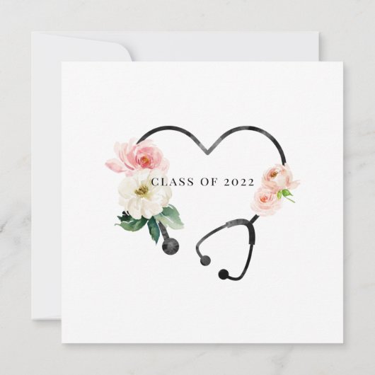 Waterverf Floral Nurse Afstuderen Kaart (Achterkant)