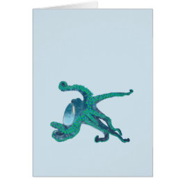 Waterverf Floral Octopus Card voor elke willekeuri