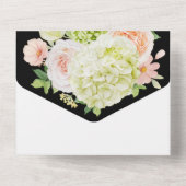 Waterverf Floral op zwarte bruiloft All In One Uitnodiging (Achterkant)