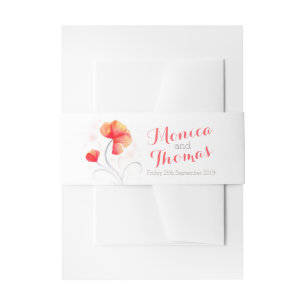 Waterverf floral oranje bruiloft aangepast buikban uitnodigingen wikkel