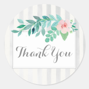 Waterverf Floral over Modern Striped Hartelijk dan Ronde Sticker