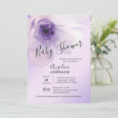 Waterverf Floral Paars Lavender Baby shower Kaart (Staand voorkant)