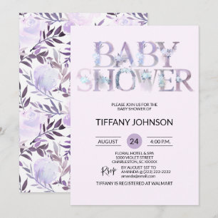 Waterverf Floral Paars Lavender Baby shower Kaart