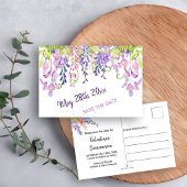 Waterverf Floral Paarse Wisteria Save the Date Aankondigingskaart