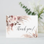 Waterverf Floral Pampas Grass Boho Wedding Bedankkaart (Staand voorkant)