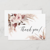 Waterverf Floral Pampas Grass Boho Wedding Bedankkaart (Voorkant / Achterkant)
